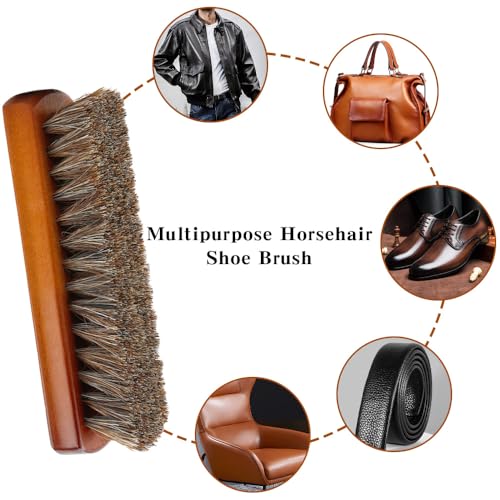 Shoe Brush, Horsehair Shoe Brush Shoe Cleaning Brush Boot Brush for Leather, Shoe Brushes Shoe Shine Brush Brush Shoe Polish Brush for Cleaning and Care Leather Shoes Clean Dauber Applicators