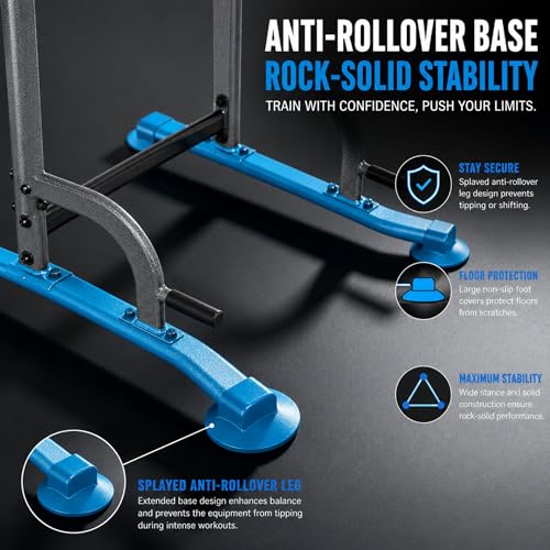 BARWING Pull Up Bar Station, Power Tower, Dip Station with 3D Backrest, Multi-Function Strength Training Stand Rack, Adjustable Height Dip Bar for Home Gym Workout Stand Fitness Exercise Equipment - color: P013-B