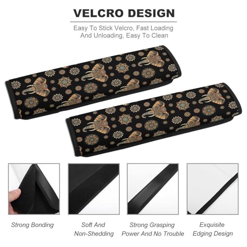 2 Piece Indian Elephant Car Seat Straps Shoulder Pads Universal Fit Automotive Seat Belt Protector for Kids, Car Seats Pushchair Strollers High Chair Pushchair - color: Pattern 588