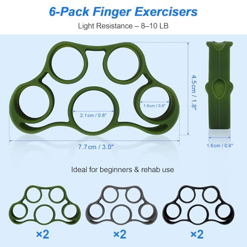 RYACO Hand Strengthener, 9 Pack Grip Strength Trainer with Finger Extensor Bands, Forearm Strengthener Finger Exerciser, Hand Grip Targeted Strength, Relief & Recovery