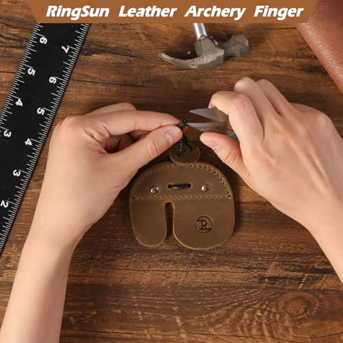 Leather Archery Finger Tabs,Handmade Archery Finger Guard for Shooting Practice Gear, Recurve Bow Fingers Tab - color: Brown
