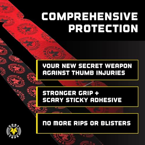 Orange Super Stretchy Premium Thumb Tape (4-Pack) and Pre Cut Black Athletic Tape for Fingers - Extra Sticky Elastic Athletic Thumb Tape for Weightlifting