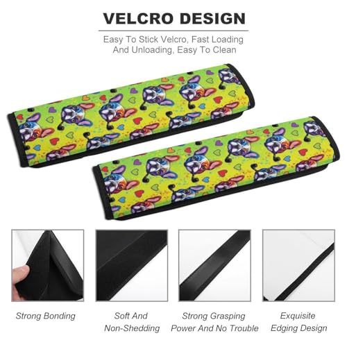 Soft Padded Car Seat Belt Pad for Child, Most Cars, 2 Piece French Bulldog Cute Dog Colorful Pet Seat Belt Cushion Comfortable Driving - color: Pattern 210