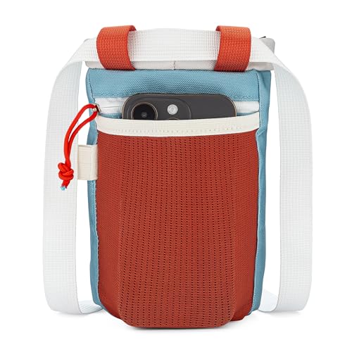 Oso Supply Co - Classic Chalk Bag for Rock Climbing, Bouldering Chalk Bag Bucket with Quick-Clip Belt, Zippered Pockets and Pouch - Perfect Indoor/Outdoor Rock Climbing Gear Equipment - color: Mineral Blue & Red