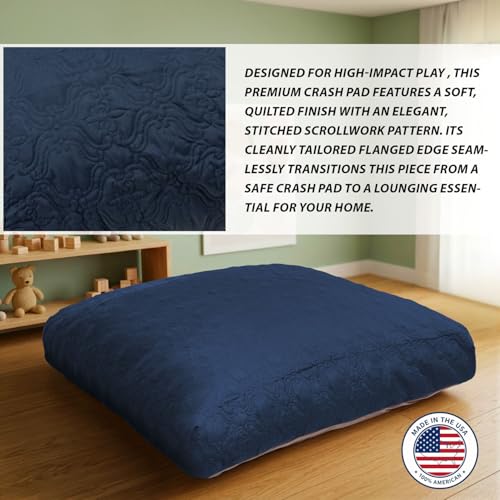 Matini Home 60" X 60" - Gymnastics Crash Pad with Cover Foam Blocks for Adults, Ideal Equipment to Jump, Train or Relax - Dark Blue Pattern - color: Dark Blue Pattern 60" X 60"