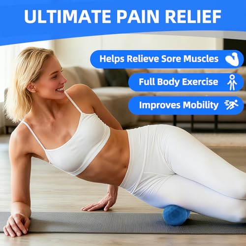 Peanut & Spiky Ball Set Physical Therapy Blue Mix | Dual massage tools; myofascial release, plantar relief; safe around spine - color: Blue Mix White+yellow