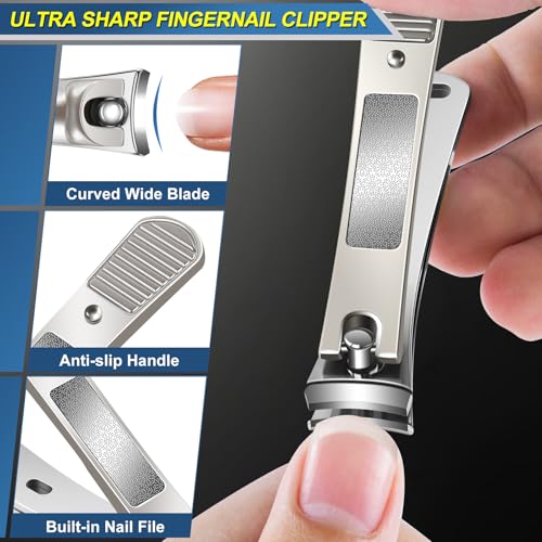Toenail Clippers for Seniors Thick Toenails, 2026 Large Toe Nail Clippers for Men Thick Nails with Wide Opening, Sharp Heavy Duty Ingrown Toenail Clippers Nail Cutter Long Handle with Slanted Blade - color: Sliver&black 5pcs
