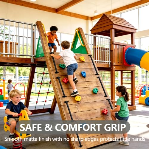 Monkey Bars Indoor Playground Handles 17inch, Heavy Duty Ceiling Grab Bars for Climbing Frames, Wall Ladders, Treehouses and Swing Set Accessories (6-Pack) - color: Black