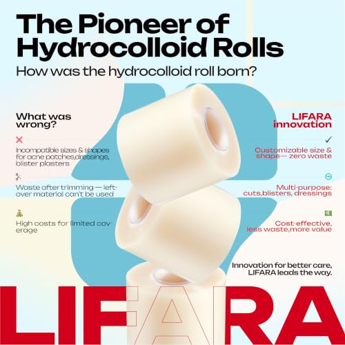 LIFARA Hydrocolloid Roll for Wound Care - Cut-to-Size, Hydrocolloid Patch Bandages with Self-Adhesive, Ultra Absorbent & Waterproof, First Aid Kit Essential (19.7mil/ 0.5mm Thickness, 2in*16ft) - size: 2in*16ft, 19.7mil/ 0.5mm Thickness