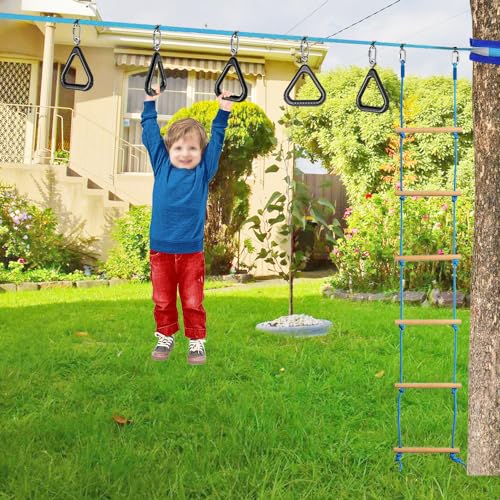Dolibest Monkey Bars Trapeze Bar Kids Monkey Bars Playground Trapeze Bar Rings Swing Sets for Backyard with Monkey Bars Ninja Course for Kids Outside Playset Monkey Bars (2Pcs), Black - color: Black1-2 Pack
