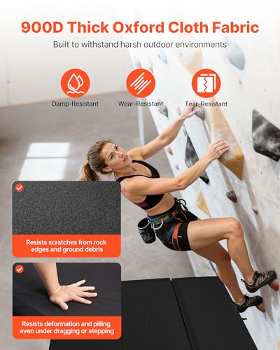 VEVOR Bouldering Crash Pad, Bi-Fold Rock Climbing Crash Pad with Adjustable Backpack Straps and Handle, Foldable Lightweight for Indoor Bouldering & Outdoor Climbing - size: 67.3 x 48.0 x 5.1 in / 1710 x 1220 x 130 mm