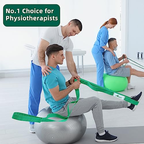 Abiarst Stretching Strap Yoga Straps for Physical Therapy, 10 Loops Non-Elastic Stretch Band for Pilates, Flexibility, Exercise and Gymnastics - color: Green
