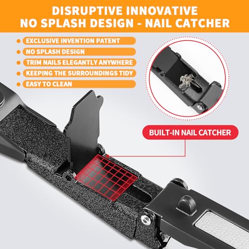 Nail Clippers for Men Women with Catcher - No Mess,Self-Collecting Heavy Duty Nail Clippers for Fingernails & Toenails, for Adult,Home,Travel,Gifts (No Splash Design)