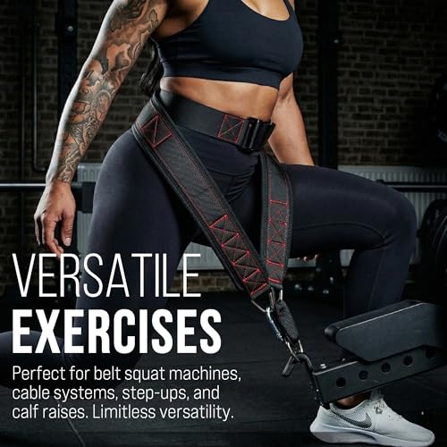 Heavy-Duty Belt for Belt Squats, Weight Training Rack Attachment, Squat Machine Accessory, Strength Training Equipment - color: Black