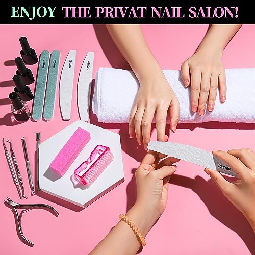 FANDAMEI Nail Care Kit, Nail Files 100/180, Nail Buffer Block, Cuticle Nippers, Cuticle Trimmer, Cuticle Pusher, Nail Tools, Nail Kit, Pedicure & Manicure Tools, Nail Prep Kit, Manicure Kit for Women - color: C-pink