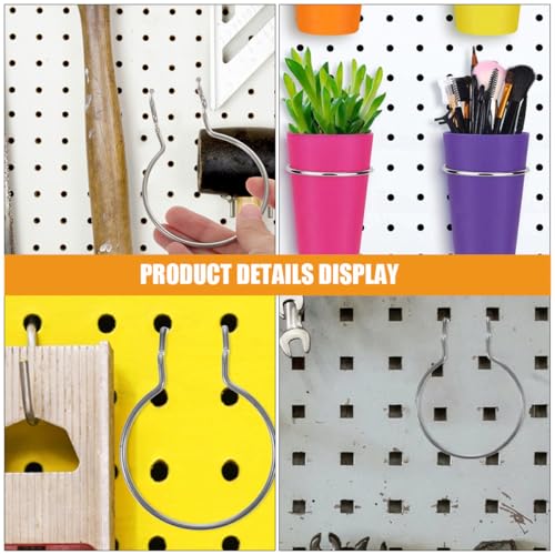 12Pcs Silver Metal Pegboard Hooks Double Wire Cup Holder Peg Hooks for Garage Shop Storage and Wall Hanging Board Organization