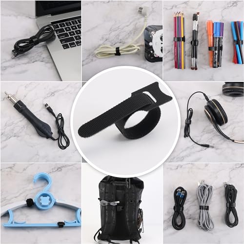 Nettbe Reusable Cable Ties, 210 PCS 8 Inches Adjustable Cord Straps Wire Organizer Cord Wrap and Hook Loop Cable Management - size: 8inches-210PCS