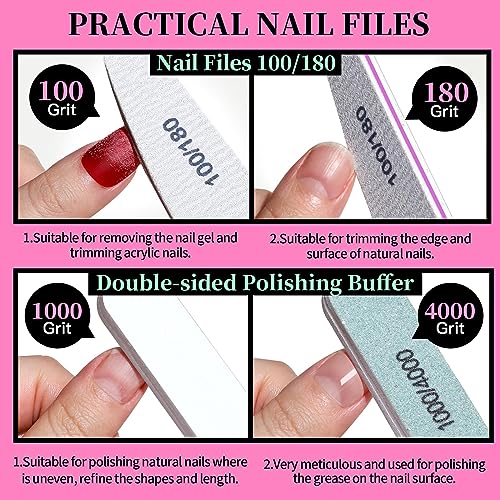 FANDAMEI Nail Care Kit, Nail Files 100/180, Nail Buffer Block, Cuticle Nippers, Cuticle Trimmer, Cuticle Pusher, Nail Tools, Nail Kit, Pedicure & Manicure Tools, Nail Prep Kit, Manicure Kit for Women - color: C-pink