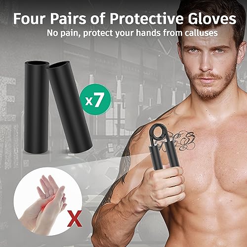 ZEAGUS Grip Strength Trainer 4 Pack,Metal Hand Grip Strengthener Kit-Silver | Non-Slip Heavy-Duty Forearm Exerciser,50LB-200LB Hand Gripper for Muscle Building and Hand Rehabilitation Exercising - color: Silver