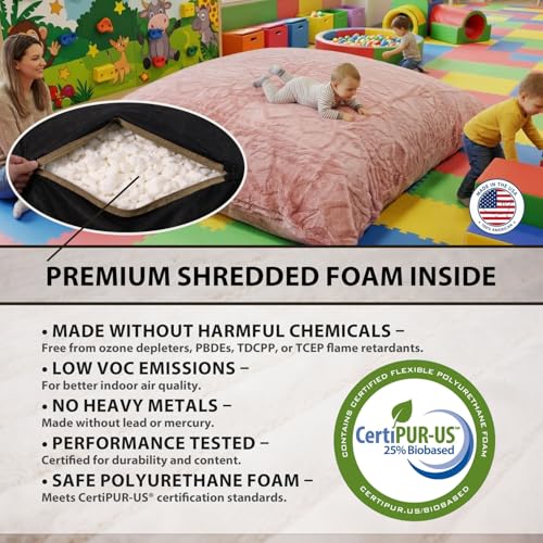 Matini Home Crash Pad 48" X 60" - High-Density Foam Floor Landing Mat, Professional Gymnastics Equipment for Impact Support, Jumping and Lounging - Pink - color: Pink 48" X 60"