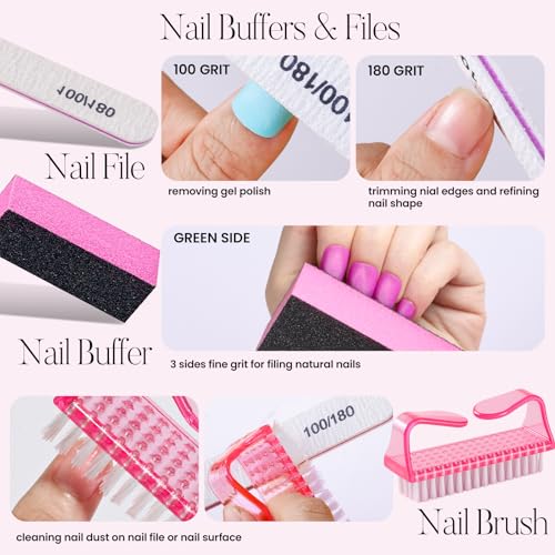 FANDAMEI Cuticle Remover Kit, Cuticle Remover & Oil, Professional Manicure Kit for Women with 50 PCS Lint Free Wipes, Steel Nail Pusher & Fork, Nail Files and Buffers, Manicure Tools Set for Nail Care