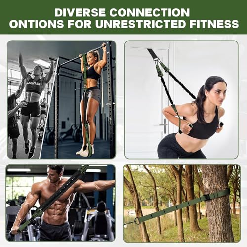 Adjustable Heavy Duty Pull Up Assistance Bands with Fabric Feet and Knee Rest - Pull Up Resistance Bands for Men, Women, and Seniors - Perfect for Dip and Resistance Strength Training Glamflex - color: Army Green