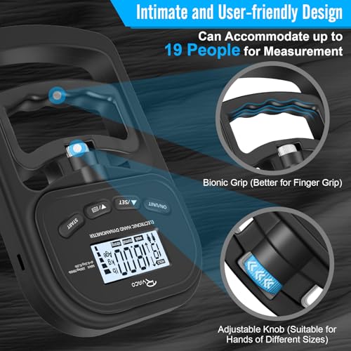 Ryaco Grip Strength Tester With Grip rings, finger exercisers, 396lbs/180kg Digital Hand Dynamometer Grip Strength Trainer Set Electronic Hand Grip Strengthener with LCD Display for Rehab