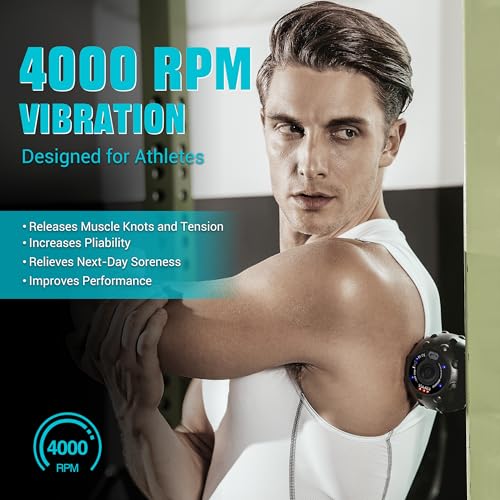 Vulken Vibrating Massage Ball for Muscle Recovery with SphereStrap – Target Hard-to-Reach Areas, Hands-Free Back Massage. 4 Speeds High Intensity Trigger Point Massage Ball. - color: Black