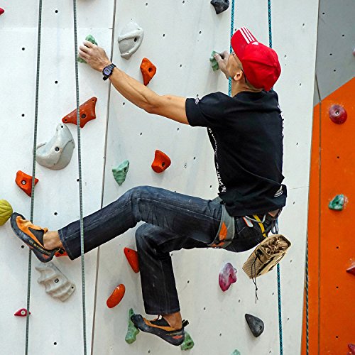 Drawstring Highend Rock Climbing Chalk Bag with a Carabiner Different Pockets for Climbing Bouldering, Gymnastics, Gym Pouch, Cross Fit and Lifting - color: Khaki