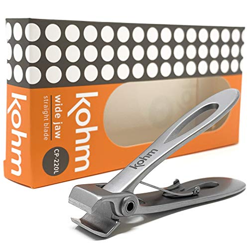 KOHM Nail Clippers for Thick Nails - Heavy Duty, Wide Mouth Professional Fingernail and Toenail Clippers for Men, Women & Seniors, Silver - color: Straight-silver