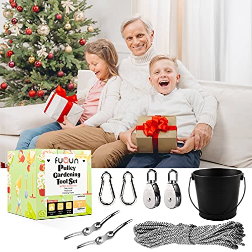 FUQUN Treehouse Accessories - Pulley with Bucket Cable, Kids Playhouse Accessories, Pirate Ship Accessories Outdoor, Playhouse Game, Bucket for Treehouse (2 Sets, Black) - size: Black 2 sets
