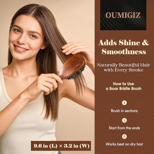Boar Bristle Hair Brush Set, Large and Mini, Since 1965 British Craftsmanship Handmade Natural Wooden, Pure Soft Bristles, Gentle Detangling for Women Men Kids, Thin Fine Hair, Smooth & Shine - size: Large and Small