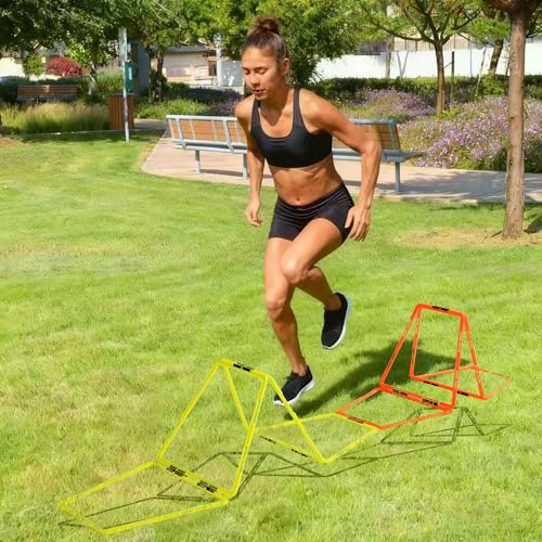 Trapezoid Agility Rings for Speed Training & Agility Footwork Training Speed Hurdles Ladder with Carrying Bag - size: 6 Rings