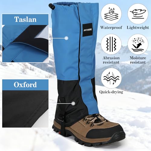Waterproof Adjustable Hiking Gaiters for Men and Women, Snow Boots-Gaiters for Hiking in Hunting Sand Mud Mountain Climbing Snowshoeing - color: Light Blue