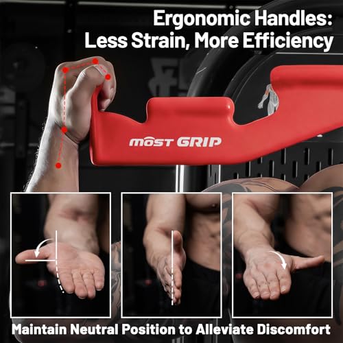 LAT Pull Down Bar with 6 Ergonomic Handles, Neutral Grip LAT Pulldown Attachments for Whole Back Training, Wide Grip LAT Pulldown Bars for Home Gym Cable - color: Red-1