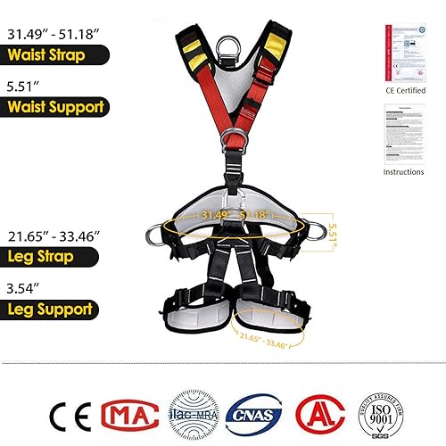 Climbing Seat Belt, Large Size Safety Belt Climbing Gear for Tree Climbing, Fire Rescue, Rappelling - color: Black2