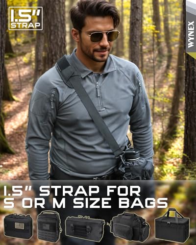 WYNEX Shoulder Strap, 55 inch Universal Bag Strap Replacement with Pad | Single Shoulder Strap with Detachable Thick Pad, Crossbody Bag Strap for Tactical Pouch Tool Bag Messenger Bag Luggage Duffle - color: Black, size: 1.5“ Strap
