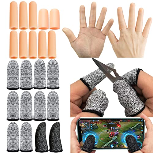 GELMAY 22Pcs Gel Finger Cots Cut Resistant Gloves Set, Sleeves Guards Protectors Cutting Covers Protection Gaming Fingertips Touch