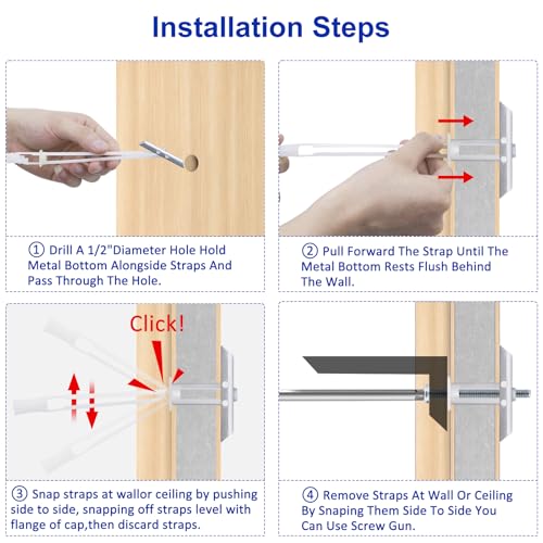 Drywall Anchor with Included Bolts for 1/4-20 Fastener Size, Wall Anchors Drywall Heavy Duty for TV Mounting, Hollow-Wall Anchors Screws Kit Holds Up to 270 Pounds Each in 1/2-in Drywall-22 Pack - size: 1/4"-20：Pack of 22