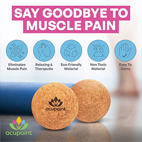 Acupoint Physical Massage Therapy Lacrosse Ball Set Ideal for Yoga Deep Tissue Massage Trigger Point Therapy and Myofascial Release Physical Therapy Equipment Back Foot Plantar Fasciitis (Cork) - style: Cork