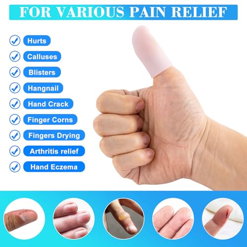 ANCIRS 20pcs Gel Finger Support Protector Caps Gloves, Gel Finger Cots/Covers, Silicone Fingertips for Hands Cracking, Eczema Skin, Trigger Finger Arthritis Pain Relief- White - size: 20pcs small white
