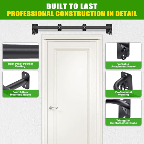 SELEWARE 32"/36" Wall Mount Pull Up Bar Joist Mount Chin Up Bar for Doorway | Heavy Duty Steel Construction Support 450 lb, w/Resistance Band Hooks, Fits 32"/36" Wall Studs for Home Gym Strength Training - size: A: 36" x 1.6" Dia Grip