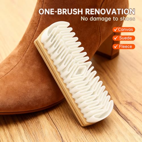Suede Shoe Brush and Eraser Set, 2025 New Suede Cleaning Brush for Shoes, Bags, Jackets, and Sofas, Wooden Handle Suede Shoe Cleaner, Soft Brush and Stain Eraser for Easy Care (2 Pack)