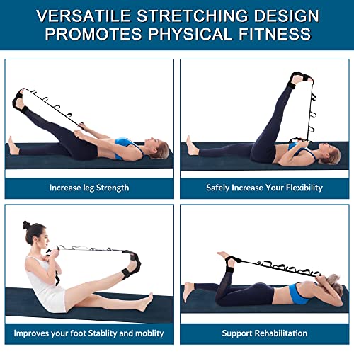 Komzer Foot Stretcher Belt, Foot Stretcher Stretch Strap for Plantar Fasciitis, Heel Spurs, Foot Drop, Achilles Tendonitis & Hamstring. Yoga Foot & Leg Stretch Strap (Black)