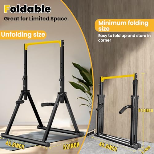 DOBESTS Power Tower Pull Up Bar Free Standing, Foldable Pull Up Station - color: Black Style 4-Yellow Bar