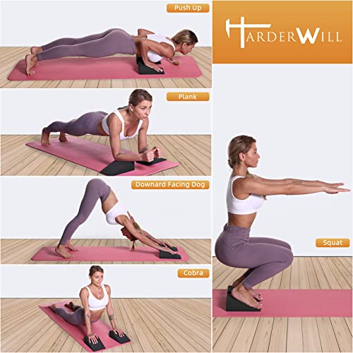 Yoga Foam Wedge Blocks (Pair), Calf Raise Block, Calf Stretcher, Yoga Wrist Support, Balance, Pushup, Fitness, Pilates, Heel Stretcher, Squat Wedge with Gym Bag - color: black, size: Wedges with Strap and Pads