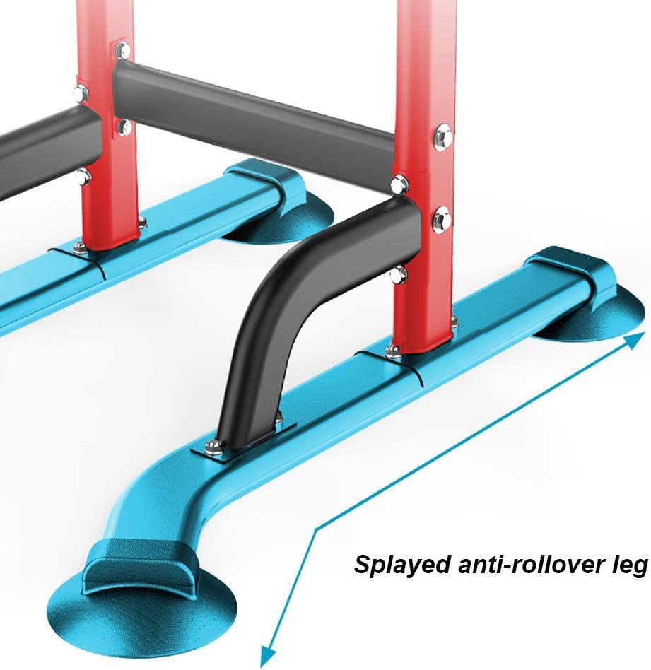 SogesHome Multi-Function Power Tower Pull Up Bar Dip Station for Home Gym | Height Adjustable PullUp Dip Stand, Full Body Strength Training Equipment, Fitness Workout for Push Ups Dips, 330LB Capacity - color: Red