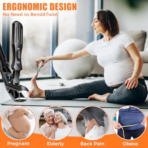 Toenail Clippers for Seniors Thick Toenails, 2026 Large Angled Nail Clippers for Men Thick Nails with Catcher, Heavy Duty Nail Cutter Long Handle Sharp Fingernail Clipper Gifts for Men Women Adults - style: Black Angled Head Nail Clippers