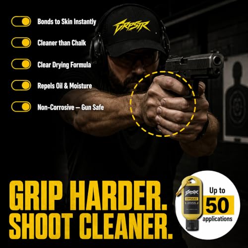 GRPSAUCE Liquid Chalk Alternative for Shooting Sports | Clear Drying Grip Enhancer for Pistols & Rifles | Non-Corrosive, Gun-Safe | No Chalk Residue | Competition Ready | 50ml Carabiner Clip Bottle