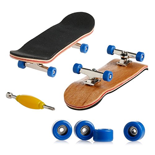 Professional Mini Maple Wooden Fingerboards, 1 Pack(Deep Bule) | 1Set Finger Skateboards, 5 Layers Maple Panel Mini Skateboards for Fingers, Fingerboard for Kids Brithday Gift - color: Deep Bule